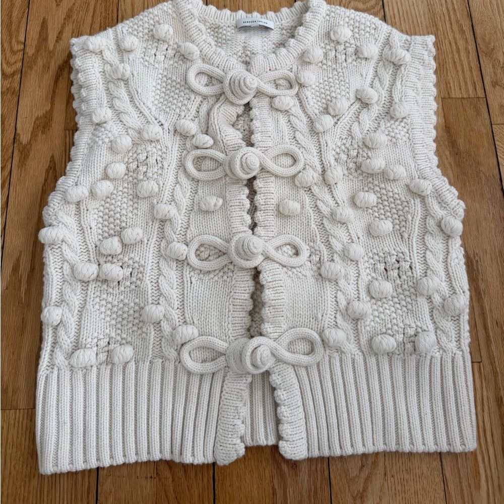 Rebecca Taylor Knit Vest with Pom Pom Details